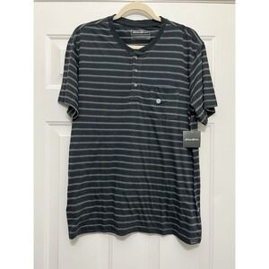 Eddie Bauer Mens‎ T Shirt Size Medium Short Sleeve Stretch Stain Striped Henley